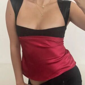 Satin Red Two-Tone Tank Top